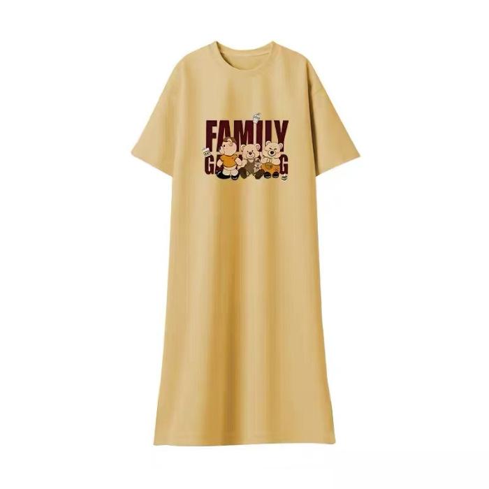 

Платье-футболка в непринужденном стиле, свободное платье большого размера выше колена, летнее повседневное платье в корейском стиле, платье для ленивых 4XL хаки