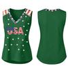 Women's V-Neck Casual Top with Patriotic Independence Day Print