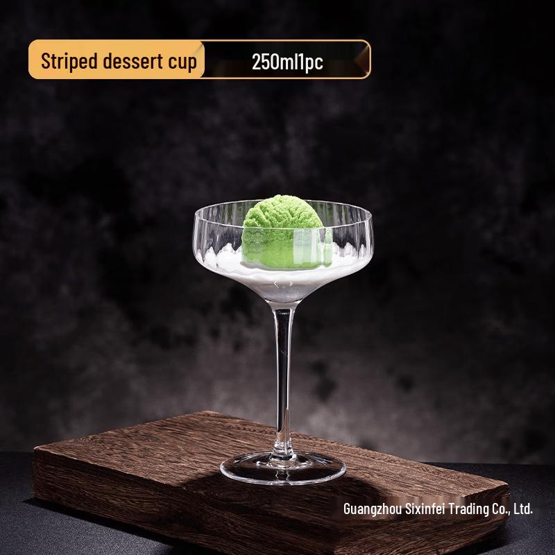 MDNG Crystal Glass Ribbed Stemmed Dessert Cups