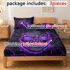 3pcs Purple Light Skull Pattern Fitted Sheet Set-Soft And Comfortable Bedding Cover Set For Bedroom, Guest Room And Dorm Decor