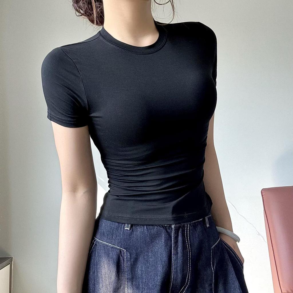 Sexy European & American Style Slim Fit Short Sleeve Round Neck T-Shirt - Versatile Summer Basic