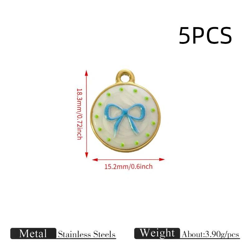 5/8Pcs Vintage Flower Enamel Charm Pendant Stainless Steel Drop Oil Floral Beads For Diy Necklace Bracelet Jewelry Making