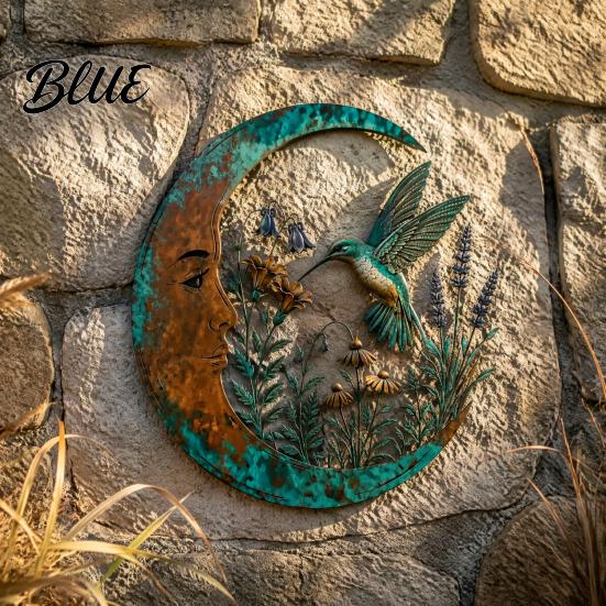 Nature Inspired Living Room Decor Vintage Crescent Moon Wall Art Fairy Witch Bee Dragonfly Iron Hanging Style Porch Art Decor Metal Sculpture