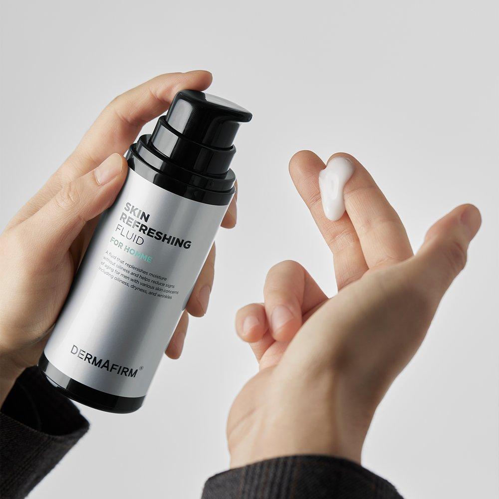 DERMAFIRM Skin Refreshing Fluid for Homme 120g (Gift: Toning Serum 1ml*2 + 2 Repair 4-Row Pouches)