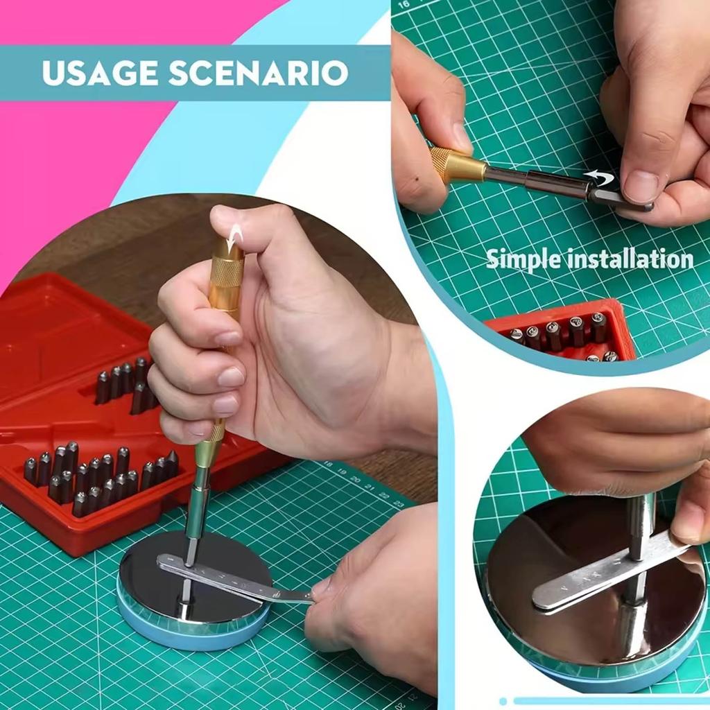 38Pcs Number and Letter Stamp Punching Set 3mm A-Z 0-9 Leather Embossing Stamp Punching Tool with Stamping Handle
