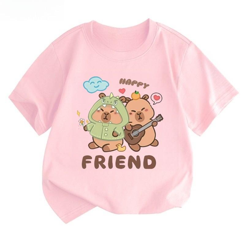 Cute Short Sleeved T-shirt for Boys and Girls, Children's Clothing, Student Style