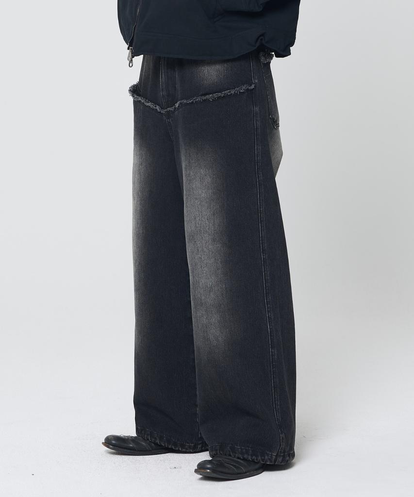 VONVAT Damaged Pocket New Wide Jeans (Black)