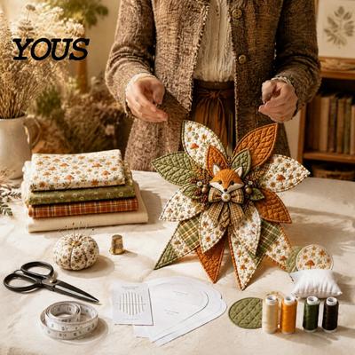 Kits de Couture Complets avec Instructions Grand Patchwork Bow DIY Kit, Ferme Tissu Avant Automne Artisanat Saisonnière Porte Animal Kit d'Artisanat pour