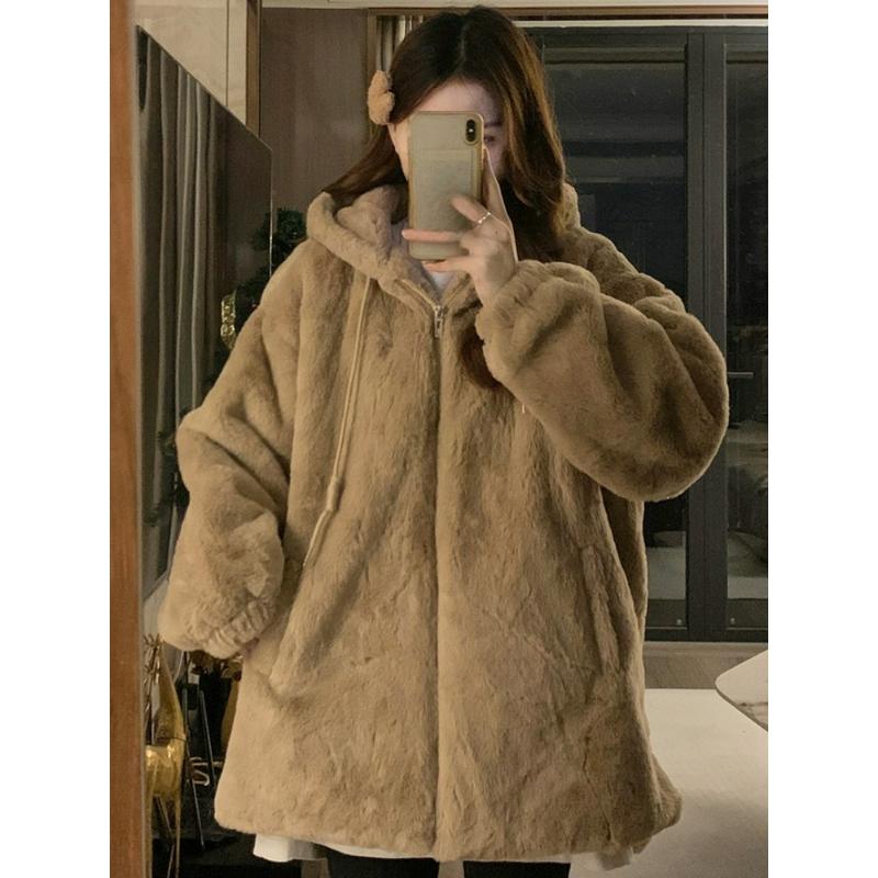 Lamb Wool Coat Women's Autumn and Winter Plus Velvet Thickening Sense of Small Furry Cotton-padded Coat