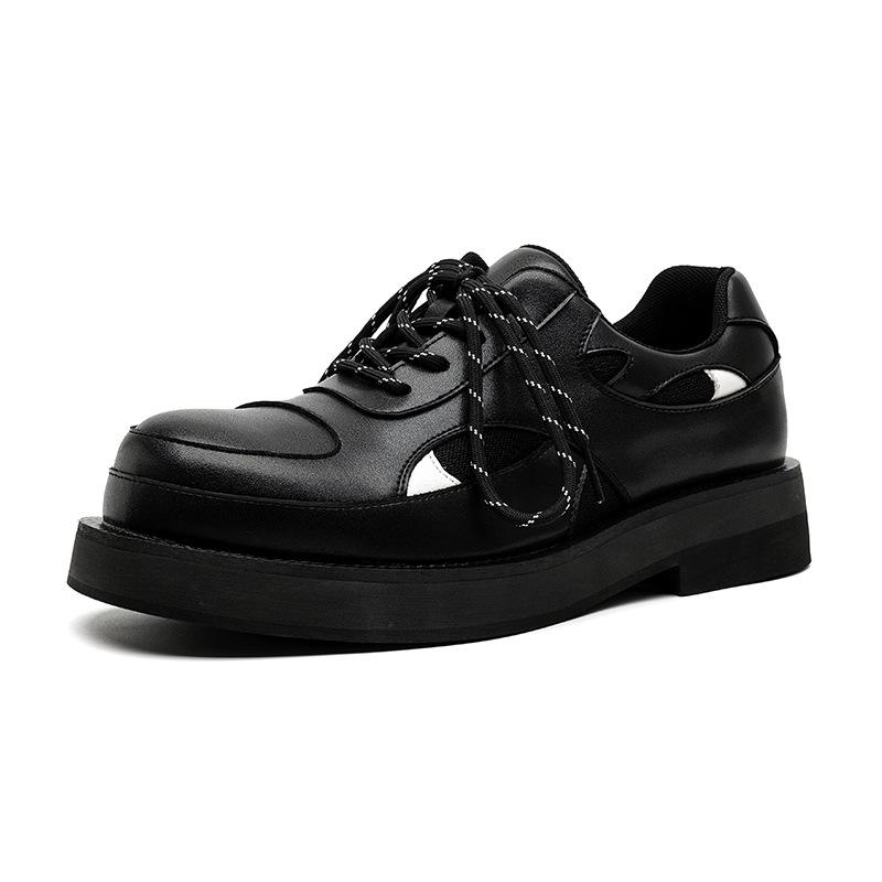 2024 spring and summer casual fashion versatile men's leather shoes niche youth big head leather shoes new 60710-R