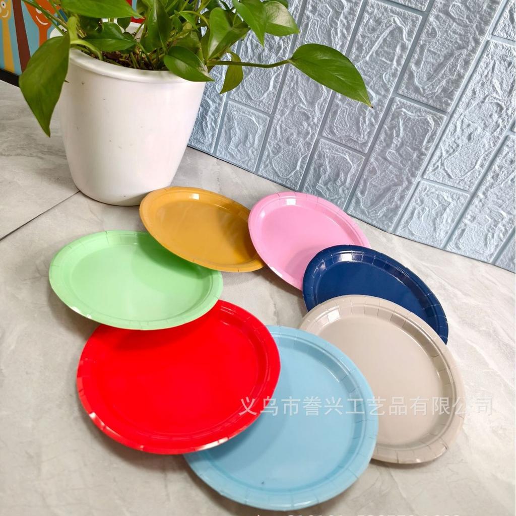 Promotion, Solid Color Theme Party Tableware Paper Plate Paper Tissue Supplies Outdoor Picnic 250G Disposable Party Paper Plate
