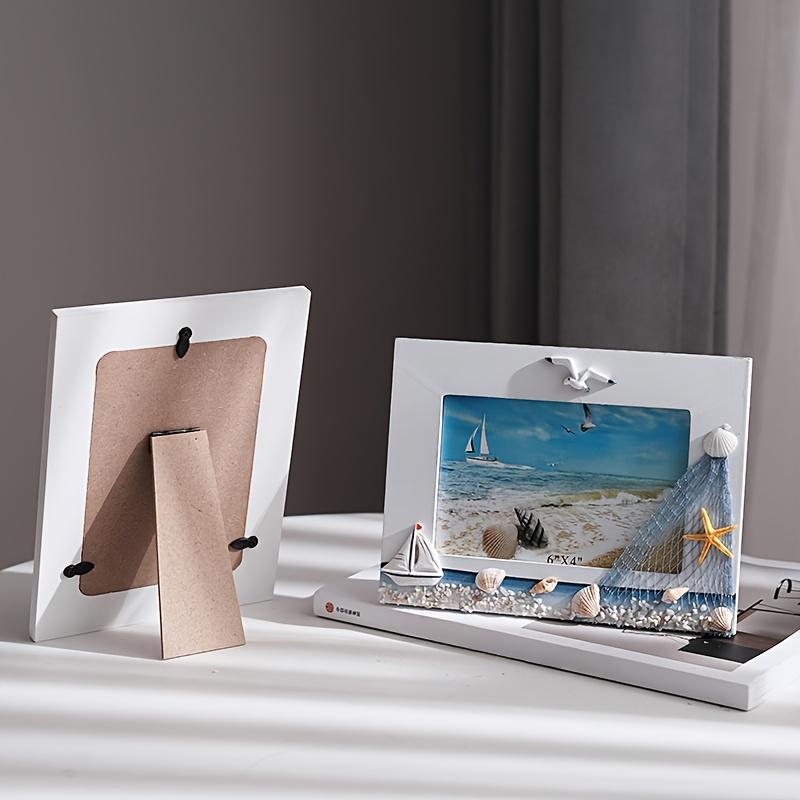 WTEMPO DIY Ocean Photo Frames Summer Shell Photo Frames Mediterranean Wooden Platform Frame Decoration Horizontal and Vertical
