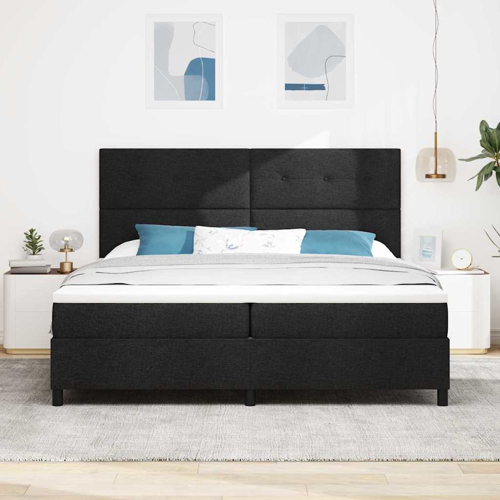 Boxspring Bed with Headboard Black 200 x 200 cm Fabric