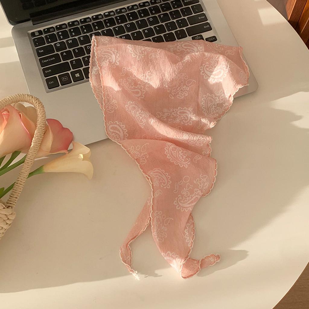 Multiuse Flower Print Headscarf Thin Headwrap Photo Bandana for Women Fashionable Head Covers for Spring Music Festival