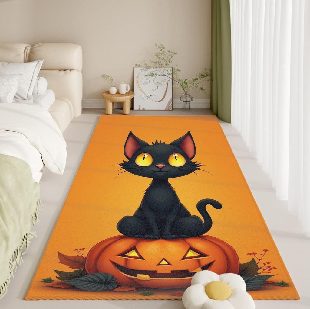 Haunted Nursery Rug - Baby-Safe Flannel for Monster Under Bed, Glow Eyes Anti-Slip Mat | Spooky Kids Room Essential