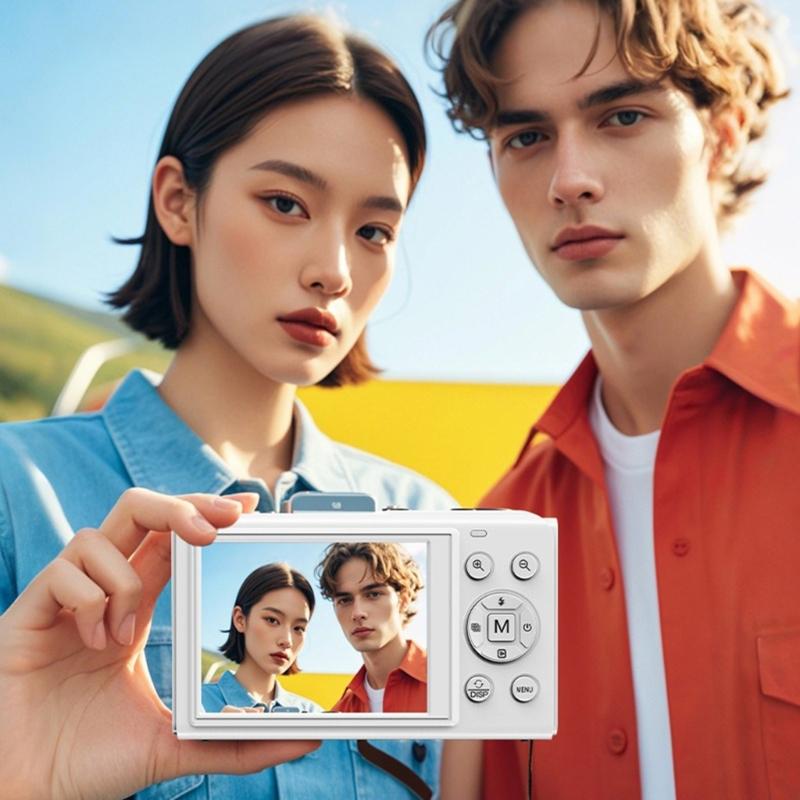 5K Double Screen Digital Camera 80MP High Resolution 18X Digital Zooming WiFi Streaming Builts in Flashing for Photography Beginners