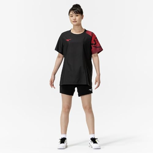 Volleyball wear N-XT Short-sleeved training jacket/windbreaker shirt for club activities V2MEC000 Unisex Black/Red XL