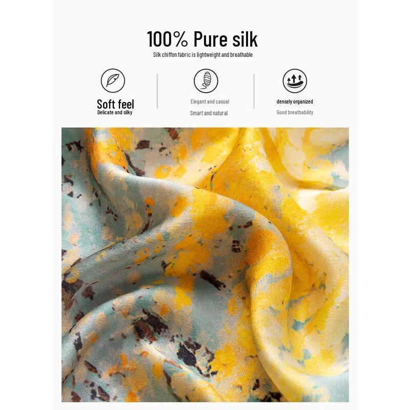 HANDUNYOU Mulberry Silk Square Scarf