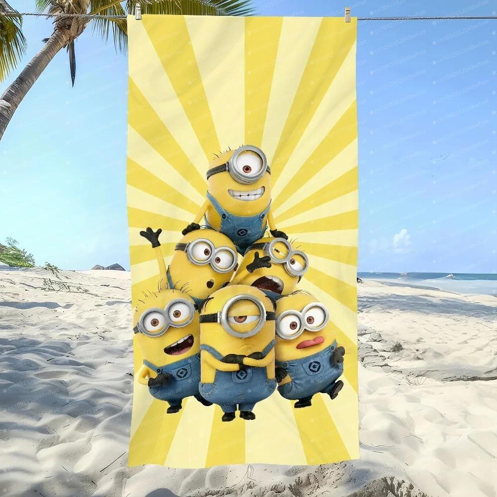 1Pc Cute Minion Printed Beach Towel With Ultra Fine Fiber Lightweight Fast Drying Soft Lightweight Travel Camping Yoga Swimming