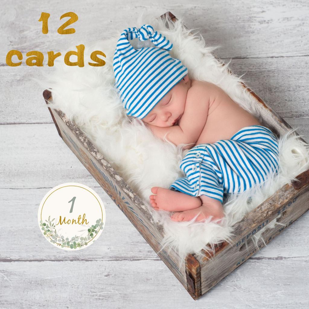 12pcs Newborn Milestone Cards Paper Made Memorial Monthly Milestone Photo Cards Commemorative Baby Birth Baby Photography Props
