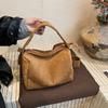 Fashi Slouchy  Relaxing Shopping Crossbody Bag Velvet Simple Commuting Tote  Bag Large Capacity Versatile Texture Pillow Bag