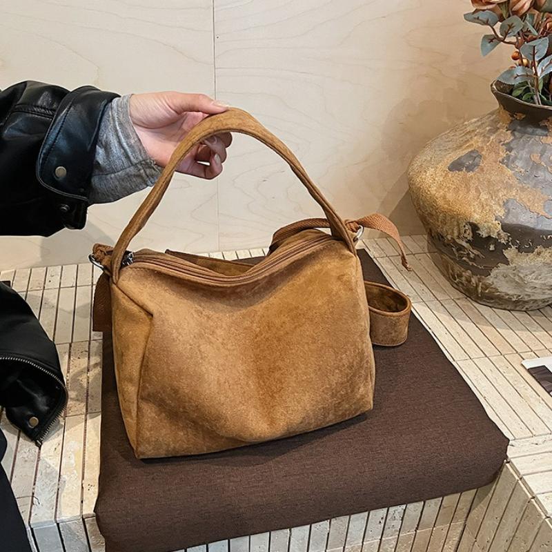 Fashi Slouchy Relaxing Shopping Crossbody Bag Velvet Simple Commuting Tote Bag Large Capacity Versatile Texture Pillow Bag