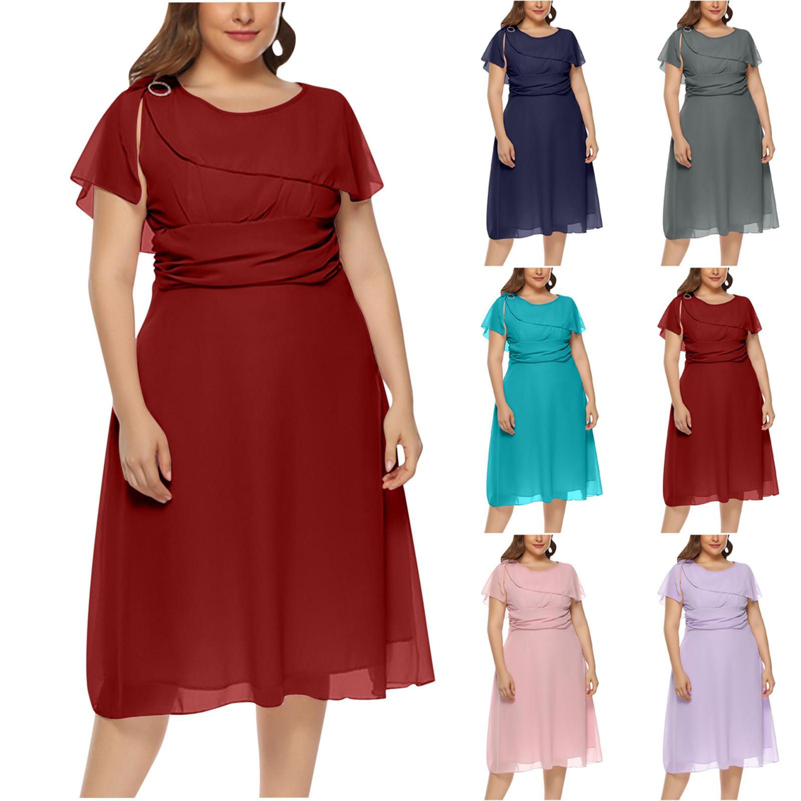 

Женское шифоновое платье длиной до колена без рукавов с круглым вырезом, вечернее платье