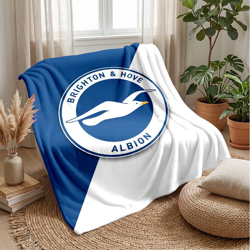 Coperta in Flanella con Stampa Calcio Brighton & Hove Albion, Coperta Morbida Calda Leggera per Divano Letto Campeggio