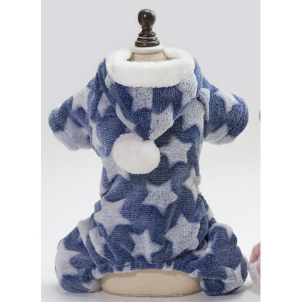 Dog Fleece Clothes Star Pattern 4 Legs Coral Fleece Puppy Hoodie for Autumn Winter