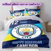 Manchester City Football Soccer Pattern Bedding,Quilt Set Quilt Cover Pillowcase Home Birthday Gift (1*duvet Cover+2*pillowcase,without Core)