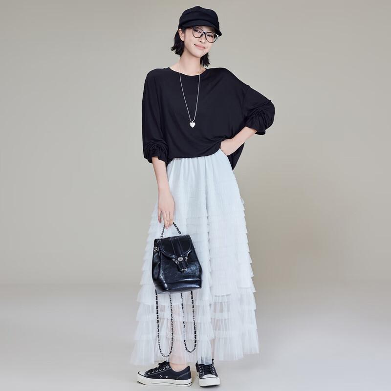 MEIYANG Flowing Philosophy Tencel Silk Blend Long Sleeve T-Shirt