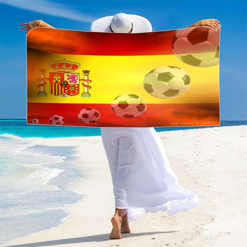Spain Football Print Beach Towel, Large Soft Quick Dry Towel for Beach Camping Swimming