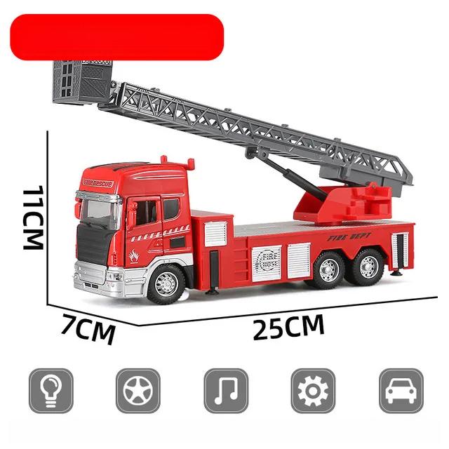136 Die Cast Alloy Engineering Car Model Playset Simulation Fire Game Rescue Tower Car Echo Sound Light Kids Birthday Gift B158