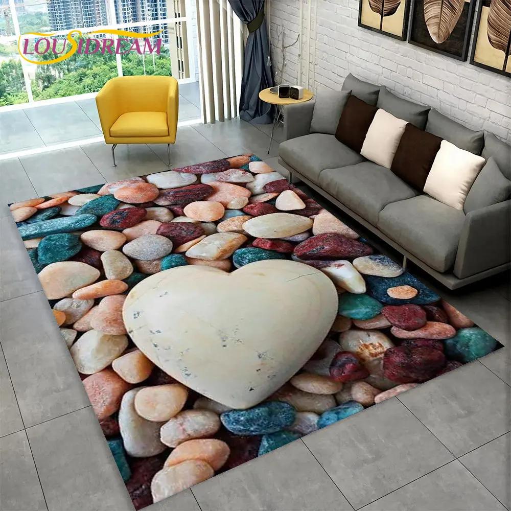 טביעת רגל תלת מימדית אבן חוף שטח שטיח חלוקי נחל, שטיח שטיח לבית סלון חדר שינה ספה שטיח לדלת עיצוב מטבח מחצלת רצפה מונעת החלקה
