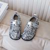 Kinder Sportschuhe mit glitzernden Pailletten Mädchen Freizeitschuhe Runde Zehen Prinzessinnenstil 2024 Neu Kinder Lederschuhe Klettverschluss