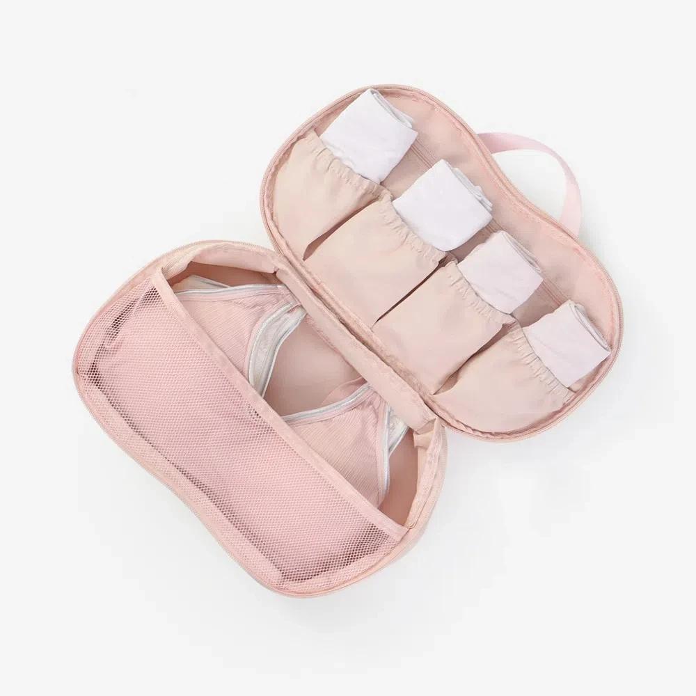 Nouveau Sac de Rangement Portable pour Soutiens-gorge Organisateur pour Chaussettes à Grande Capacité Sac de Tri pour Vêtements Couleur Unie Voyage