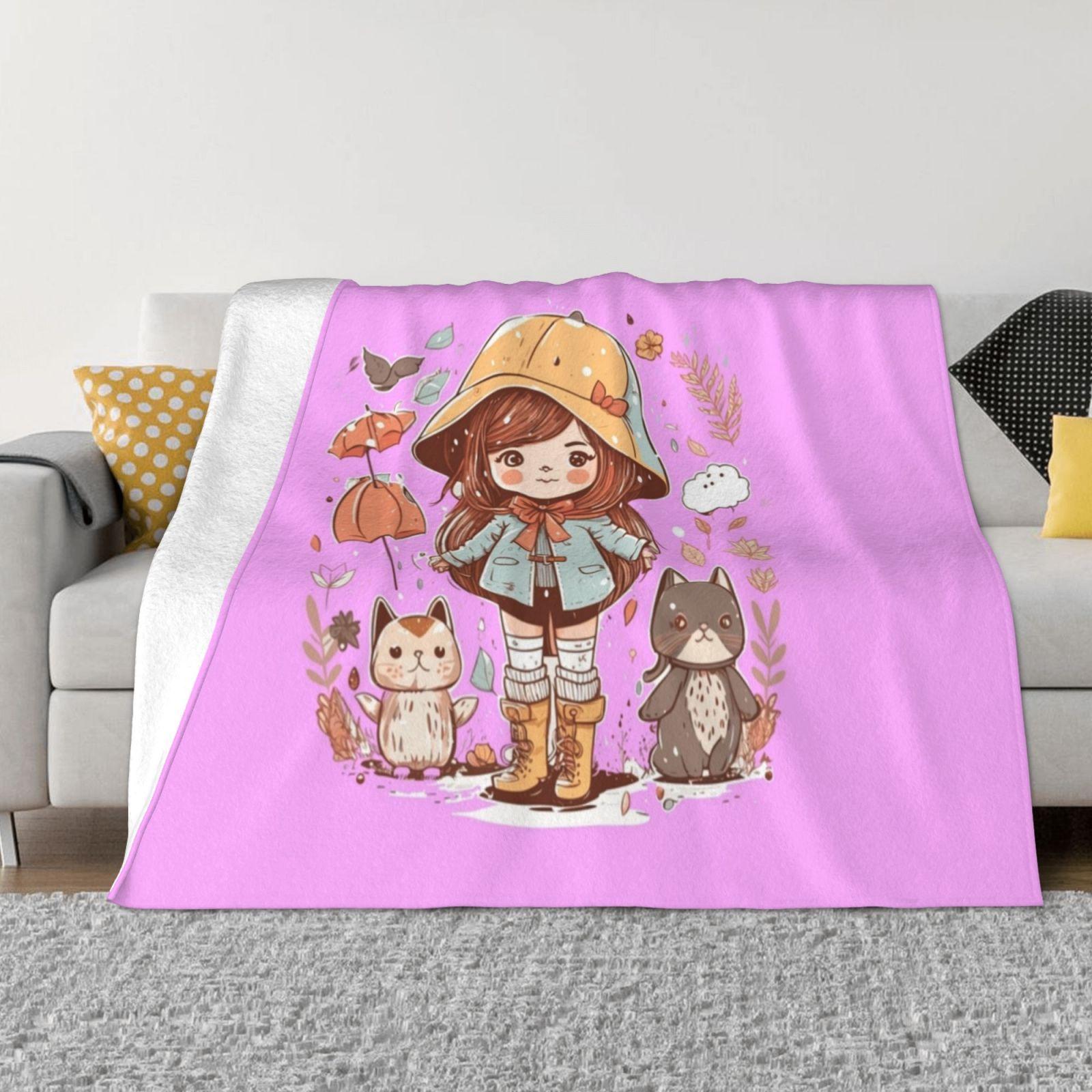 Whisker Friends Последнее Супер Мягкое Теплое Легкое Тонкое Одеяло Shewolfdaughter Мультяшный Стиль Игривые Очаровательные Девочки Кошки Компаньоны 30x40in