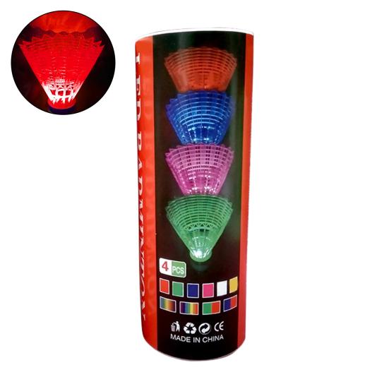 4 Peças/Conjunto Petecas de Badminton Densamente Dispostas Cabeça de Voo Estável Redonda Completa Alta Velocidade LED