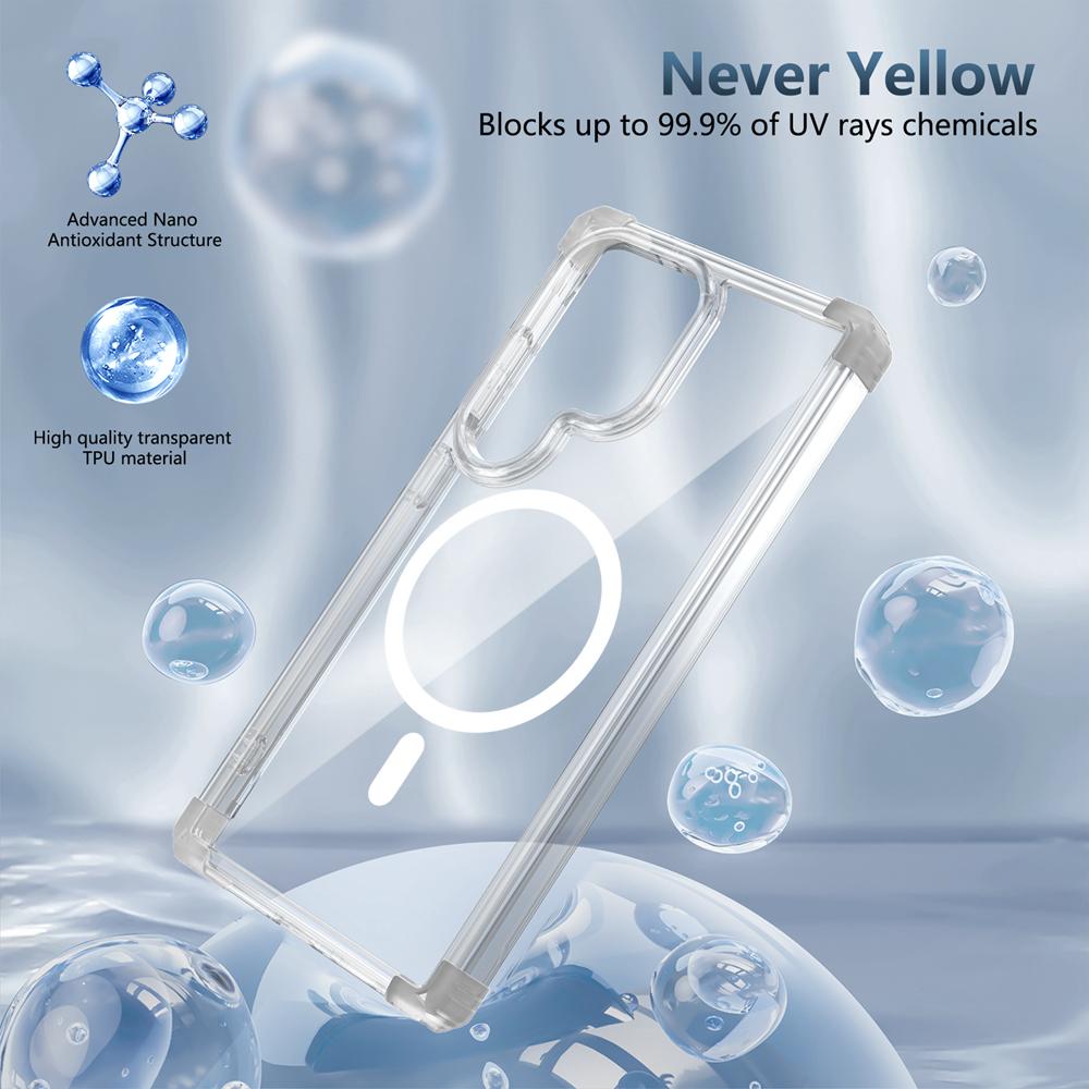 KEYSION Transparente, stoßfeste Hülle für MagSafe für Samsung Galaxy S25 Ultra 5G, magnetische kabellose Ladehülle, klare Telefonabdeckung