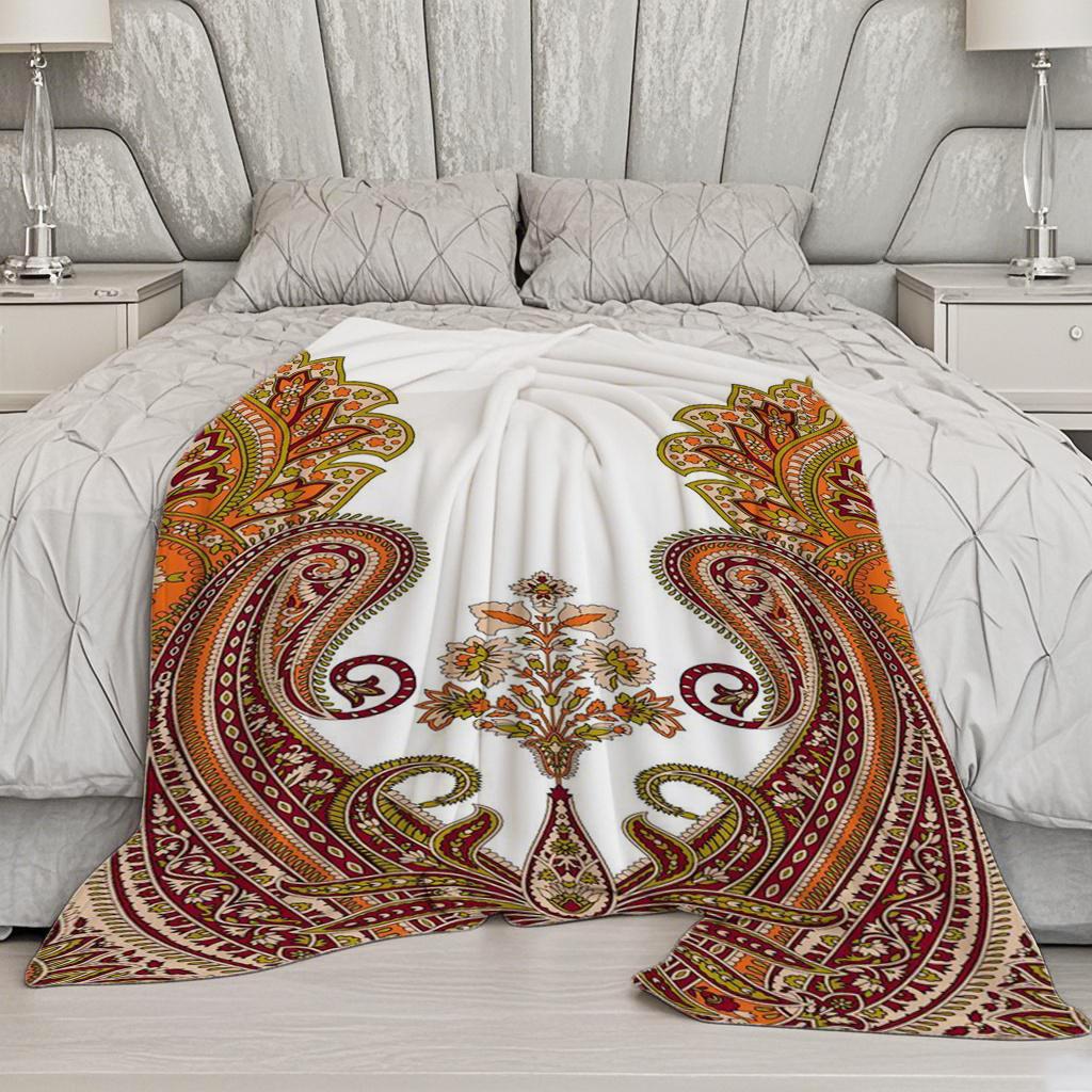 Paisley Pattern Blanket Microfiber Flannel Cover Blanket Bedroom Living Room Sofa Soft And Comfortable Home Decoration
