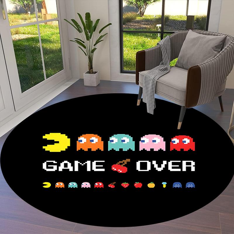 Pac-Man Round Area Rug,Carpet Rug for Living Room Bedroom Sofa Playroom Decor,Non-slip Floor Mat