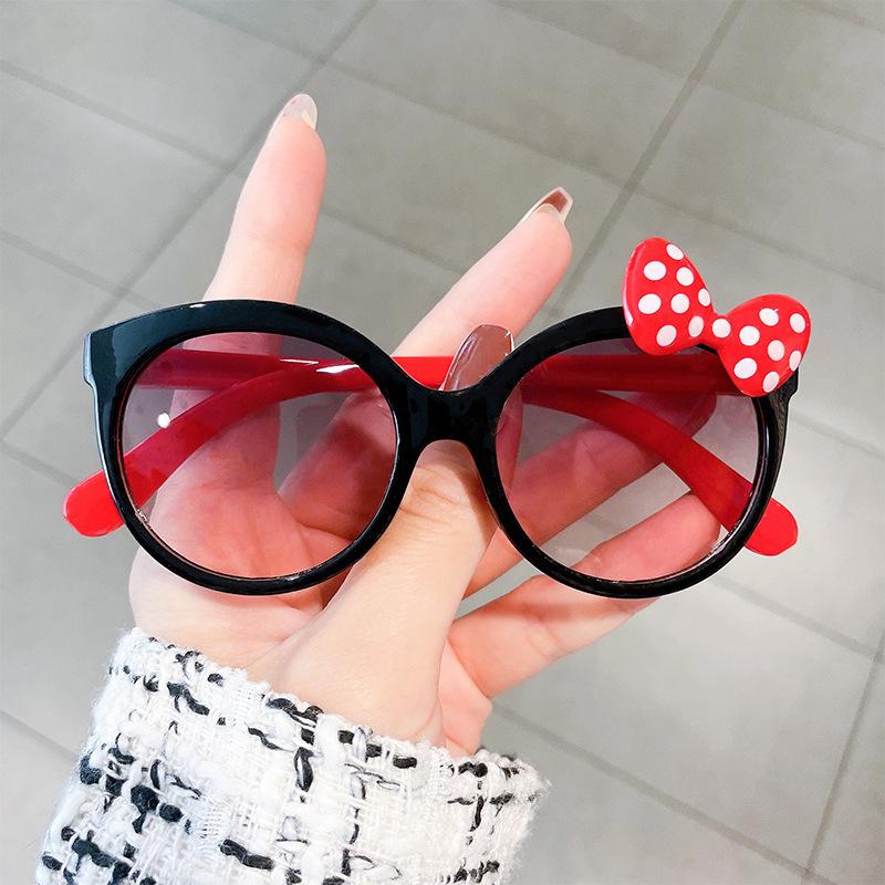 Adorable Color Block With Bow Decor Large Frame Sunglasses Teens Boys Girls Outdoor Party Vacation Travel Kids Eyewear