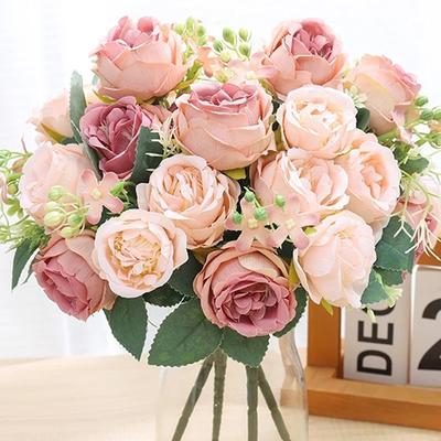 Fleur Artificielle Décoration Maison Chambre Accessoires Mariage Scrapbook Pivoine Boîte à Cadeaux Bonbons Arrangement Festival Bouquet de Roses en Soie