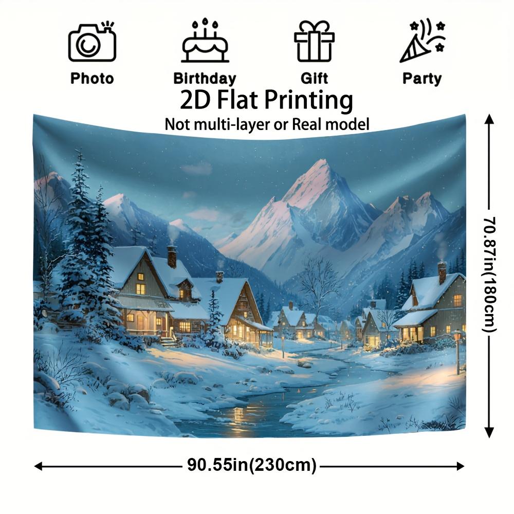 Christmas Winter Wonderland Village Scene Wall Hanging Tapestry Christmas Wall Hanging Tree Wall Hanging Gorgeous Christmas Tree Fireplace Gifts