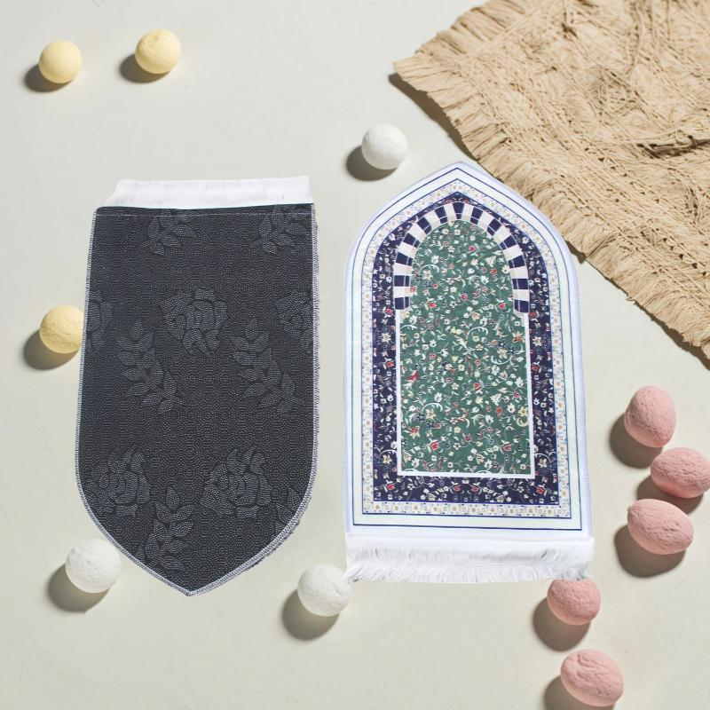 Muslim Prayer Mat Thick Fluffy Soft Non-slip Portable Irregular Rug for Home Mosque Daily Prayer Use F