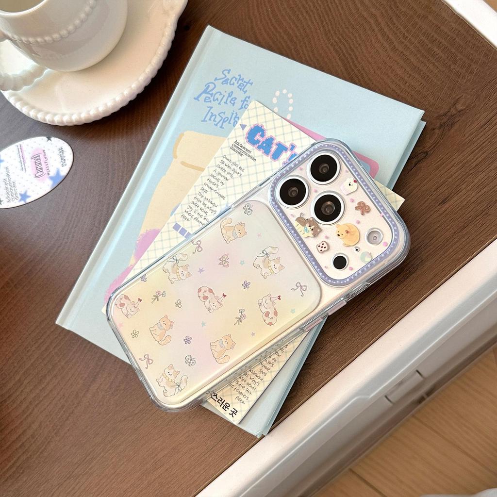 Cute cartoon kitten phone case, compatible with iPhone 16, iPhone 17, and iPhone 17 Pro Max