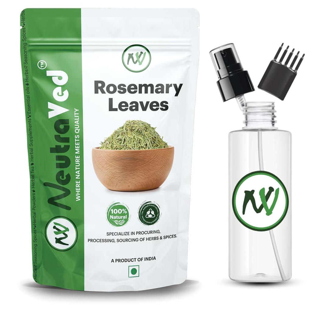 NeutraVed Rosemary Leaves Organic | Rosemary Dry Leaves for Hair Growth, Stronger Strands & Natural Hair Nourishment, Food Grade | Includes Mist Sp