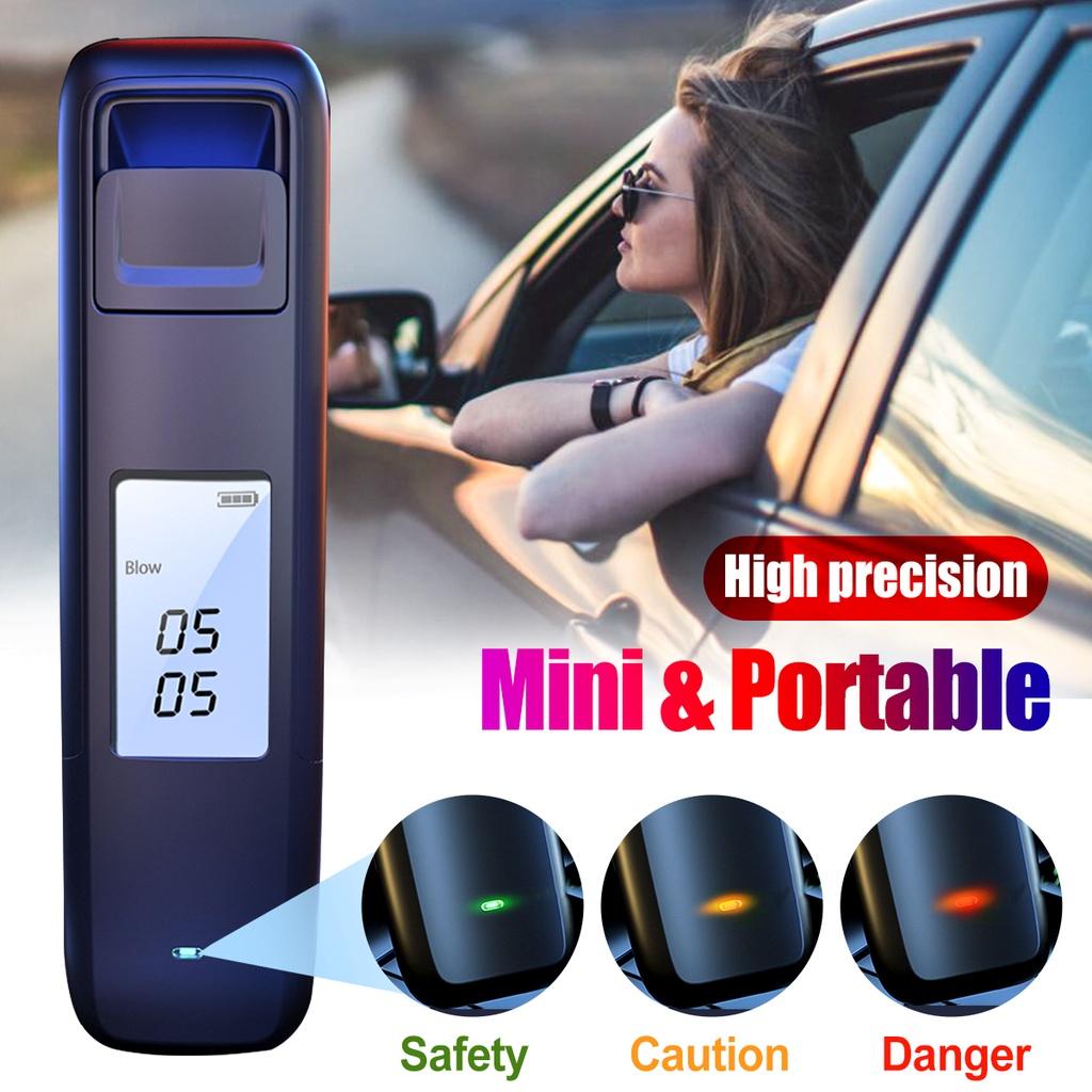 Black/Silver Breath Alcohol Tester Professional with LCD Screen High Accuracy Portable Breathalyzer Digital Alcohol Detector USB Charge