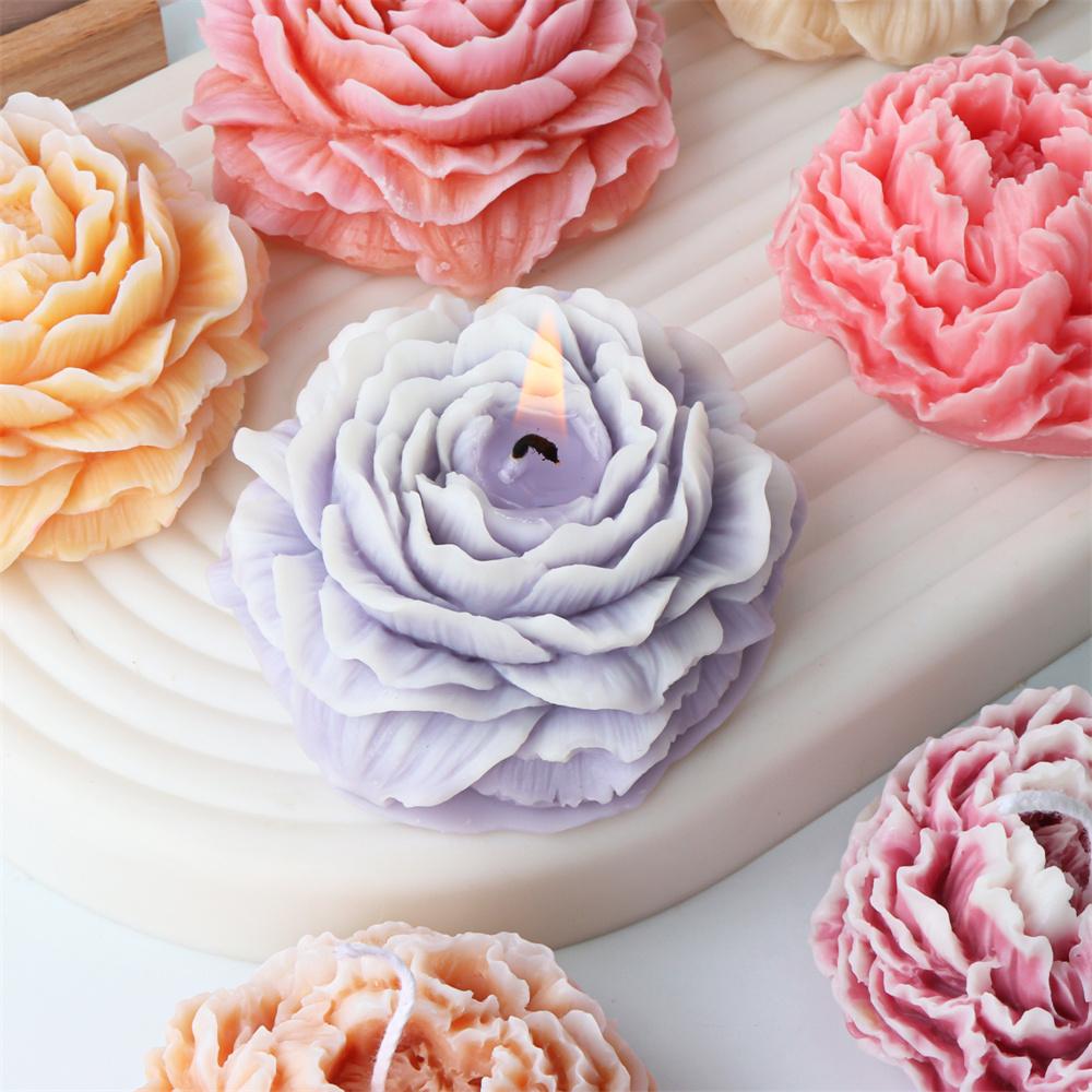 Large Peony Rose Flower Silicone Mold Blooming Flower Candle Resin Concrete Crafts Gypsum Molds DIY Flower Gift Home Decor NONE