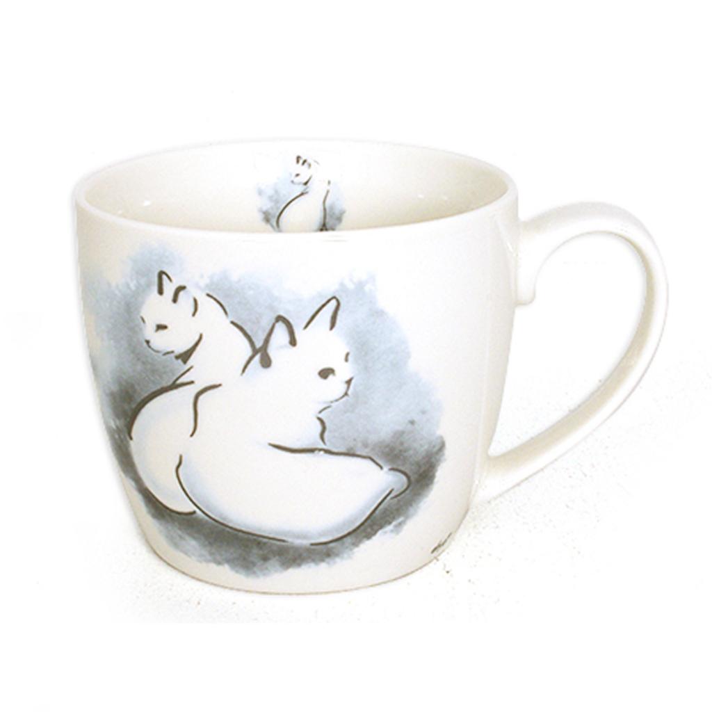 Les Trésors De Lily [R6528] - Mug porcelaine 'Chats' gris blanc  - 100x85 mm (38 cl)